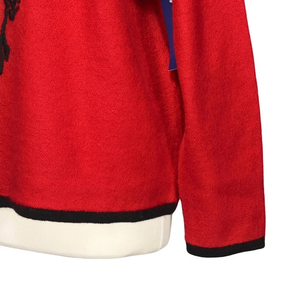 Karen Scott 100% Wool Full Zip Cardigan NWT Sweater Red Embroider Women 1X - Picture 10 of 13